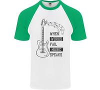 Guitar Quando Le Parole Falliscono La Musica Parla T-Shirt Baseball S/S Uomo