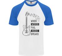 Guitar Quando Le Parole Falliscono La Musica Parla T-Shirt Baseball S/S Uomo