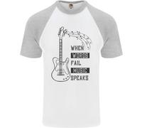 Guitar Quando Le Parole Falliscono La Musica Parla T-Shirt Baseball S/S Uomo