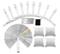 Guitar Radius Gauge, Luthier Ruler for String Action Measurement, Stainless Steel Notched Radius Gauge Tool for Accurate Bass Setup and Guitars Adjustments, 6.5x7cm, 8.8x8,8cm