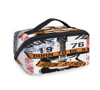 Guitar Rock N Roll Borse per il trucco da viaggio per donne uomini ragazze ragazzi Chitarra Wash Pouch Bag Portable Toiletry Cosmetic Toiletries Organizer Shower Bag