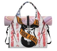 Guitar Rock N Roll Borsone sportivo per donne e uomini Chitarra Weekend Borsa da notte con scomparto per scarpe Borsa a tracolla Tote Bagaglio per Yoga Palestra Viaggi, Colore, L, Organizer per borse