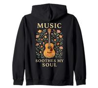 Guitar Soul Music Floral Classic Estetica Guarigione Felpa con Cappuccio