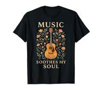 Guitar Soul Music Floral Classic Estetica Guarigione Maglietta