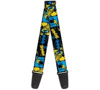 Guitar Strap - Batman Poses And Logo Collage Black/Blue/Yellow ACC NUOVO