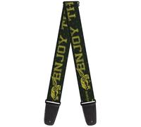 Guitar Strap - Bd Winged Skull Enjoy The Ride Olive/Lime Green ACC NUOVO