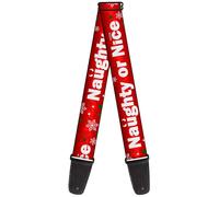 Guitar Strap - Christams Naughty Or Nice/Snowflakes Reds/White/Green ACC NUOVO