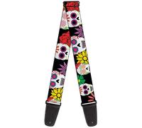 Guitar Strap - Sugar Skulls & Flowers Black/Multi Color ACC NUOVO