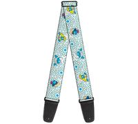 Guitar Strap - The Smurfs Three Character Pose And Stars White/Blues ACC NUOVO