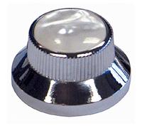 Guitar Tech gt843 - Set di 2 pulsanti di Potenziometro cromo/bianco pearloid