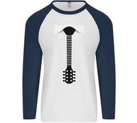 Guitar Tie Guitarist Bass Acustico Divertente Uomo L/S Maglietta Baseball