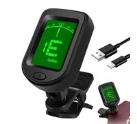 Guitar Tuner Clip, Rechargeable Bass Tuner Clip On, Digital LCD Display for Precise Tuning, 360 Degree Rotation String Instrument Tuning Tool for Ukulele, Banjo, Violin, and More