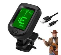 Guitar Tuner Clip, Rechargeable Bass Tuner, Digital Lcd Display 360 Degree Rotation String Instrument, Violin Tuning Tool for Guitar and Ukulele Banjo, 1.18x1.77x1.77 Inches
