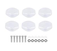Guitar Tuner Knob Caps 6Pcs Set | Plastic Replacement Covers for Machine Heads | Standard Fit for Acoustic/Electric/Folk Guitars | Easy Installation, Sturdy Decorative Upgrade (White)
