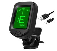 Guitar Tuner, Rechargeable Digital Tuner, Easy-To-Use Musician’s Tuning Tool, Lcd Display with 360° Rotation for Bass, Ukalele, Violin, 1.18x1.77x1.77 Inches