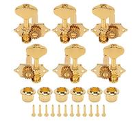 Guitar Tuning Key 3 Left 3 Right, String Tuning Key Replacement, 1:18 Gear Ratio Stable Durable Machine Head, Open Guitar Tuning Accessories with Screws and Ferrules for Acoustic E (Oro)