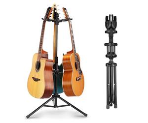 GUITTO Supporto Triplo per Chitarra da Pavimento Universale per Chitarre Acustiche, Elettriche, Bassi, Banjo, Pieghevole, Multi Supporto per Chitarre GGS-06T