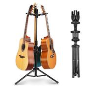 GUITTO Supporto triplo per chitarra, universale, per chitarre acustiche, elettriche, bassi, banjo, pieghevole, multi chitarra, GGS-06T