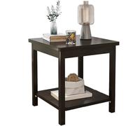 GUIXAN Tavolino Laterale Piccolo per Camera da Letto, tavolino Quadrato Piccolo per Soggiorno, Struttura in Legno, con Doppio ripiano portaoggetti, Colore Legno Originale, Nero (B, 50X35X