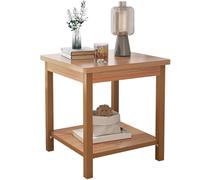 GUIXAN Tavolino Laterale Piccolo per Camera da Letto, tavolino Quadrato Piccolo per Soggiorno, Struttura in Legno, con Doppio ripiano portaoggetti, Colore Legno Originale, Nero (A, 50X35X