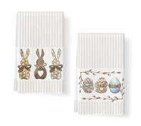 GUIZIYAO 2 Pezzi 40 X 60CM Strofinacci Cucina Pasqua, Asciugamani Pasqua, Strofinacci Pasquali, Canovacci Con Motivo Di Coniglio, Adatti Per Decorazioni Di Pasquali, Strisce