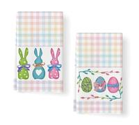 GUIZIYAO 2 Pezzi 40 X 60CM Strofinacci Cucina Pasqua, Asciugamani Pasqua, Strofinacci Pasquali, Canovacci Cucina Con Motivo Di Coniglio, Adatti Per Decorazioni Di Pasquali, Colorati