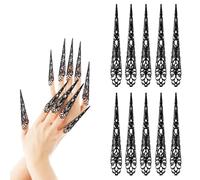 GUIZIYAO Anelli per Artigli con Punta per Unghie, Anelli da artiglio per chiodi da 10 pacchi di Halloween, Antica Regina Unghia, Halloween Vampiro Unghie, per Halloween, cosplay, dramma e danza