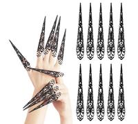 GUIZIYAO Anelli per Artigli con Punta per Unghie, Anelli da artiglio per chiodi da 10 pacchi di Halloween, Antica Regina Unghia, Halloween Vampiro Unghie, per Halloween, cosplay, dramma e danza