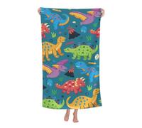 GUIZIYAO Telo Mare Bambini Dinosauri, Telo mare Dinosauro, in microfibra, Telo Mare Grande 75 * 150 CM, morbido, assorbente, ad asciugatura rapida, per spiaggia, viaggi, spiaggia, nuoto, yoga (A)