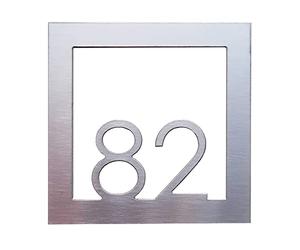 GUIZZO Creart - Numero Civico Esterno con Cornice in Acciaio Personalizzabile - Targa Personalizzata Adatta per Usi Esterni, Resistente a Condizioni Climatiche e Usura Quotidiana - Targhetta 12x12h cm