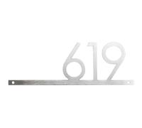 GUIZZO Creart - Numero Civico Esterno con Sbarra in Acciaio Inox, Targa Personalizzata con Numeri Civici Esterni, Via e/o Famiglia Made in Italy, Targhetta Personalizzata Porta Ingresso, 16x5.5H cm