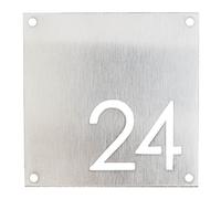 GUIZZO Creart - Numero Civico Esterno in Acciaio Inox, Targa Personalizzata con Numeri Civici Esterni, Via e/o Famiglia e Nomi Made in Italy, Targhetta Personalizzata Porta Ingresso Esterno, 20x20H cm
