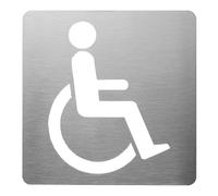 GUIZZO creart - Targa Personalizzata Acciaio Inox per Locali Pubblici, Targhetta Personalizzata Bagno Disabile - Targhetta Porta Ingresso Toilette per Servizi Igienici, Made in Italy, 15x15H cm