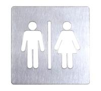 GUIZZO Creart - Targa Personalizzata Acciaio Inox per Locali Pubblici, Targhetta Personalizzata Bagno Donna e Uomo - Targhetta Porta Ingresso Toilette per Servizi Igienici, Made in Italy, 10x10H cm