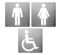 GUIZZO Creart - Targa Personalizzata Acciaio Inox per Locali Pubblici, Targhetta Personalizzata Bagno Donna, Uomo, Disabile, Targhetta Porta Ingresso Toilette Servizi Igienici Made in Italy, 15x15H cm