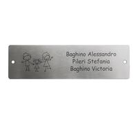 GUIZZO Creart - Targa Personalizzata con Nome, Via e/o Numero Civico Esterno, in Acciaio Inox - Targhetta Personalizzata Made in Italy, Targhetta Porta Ingresso Personalizzata Multiuso, 18x5H cm