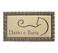 GUIZZO Creart - Targa Personalizzata Nomi/Via in Ceramica, Targhetta Personalizzata Modificabile con Cornice Mosaico, Targhetta Porta Ingresso Numero Civico, Made in Italy 12x7Hcm Beige/Grigio Scuro