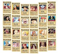 Gujey 24 Pezzi One Piece Wanted Poster Anime, Manga Nuova Edizione Carta Kraft, Decorazione della Parete del Dormitorio 42 x 29 cm