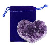 GUJOXILA Cuore ametista druse pietra grezza a forma di cuore irregolare druse cuore gemme druse grotte geodiche naturali pietre curative Reiki grande guarigione cluster amore regalo per lei 50-70 g