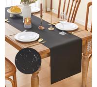 GUJOXILA Runner da tavola moderno, nero, 40 x 240 cm, per Halloween, per autunno, impermeabile, lavabile, effetto lino, per cucina, tavolo da pranzo, decorazione per matrimoni, interni, vacanze, feste