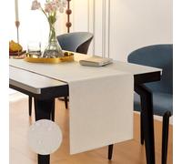 GUJOXILA Runner da tavolo moderno, beige, 40 x 140 cm, impermeabile, lavabile, effetto lino, per cucina, tavolo da pranzo, decorazione per matrimoni, interni, vacanze, feste, decorazioni