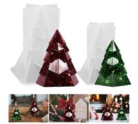 Gukasxi 2 stampi per candele per albero di Natale, 3D, in silicone, per torte, aromaterapia, cioccolato, sapone, resina epossidica, per decorazioni natalizie fai da te (stile B)