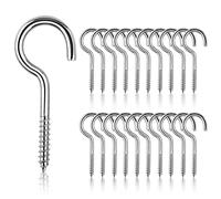 Gukasxi 20 Pezzi Ganci Avvitabili in Acciaio Inox M5 x 65mm Vite Occhielli Gancio a Vite Ganci a Soffitto per Casa, Ufficio e Uso Esterno, Viti per Occhielli Autofilettante per Legno