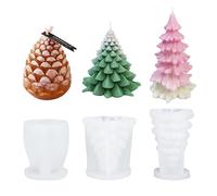 Gukasxi 3 stampi per candele a forma di albero di Natale, 3D a forma di pigna, in silicone, fatti a mano, in resina, per candele per aromaterapia, sapone, decorazioni fai da te per la casa e le feste