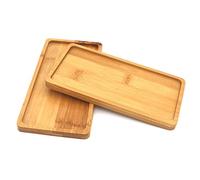 GUKBIAY Sottovaso per piante in bambù, 17,2 x 8,9 cm, confezione da 2, mini sottovaso rettangolare per vasi di fiori in ceramica moderna