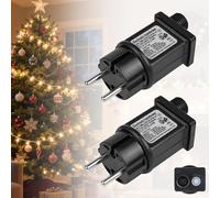 GuKKK 2 PCS Alimentatore LED 31V 6W, IP44 Driver Adattatore per Luci di Natale, Trasformatore LED con Timer e Funzione di Memoria, 8 modalità per Lucine del Ghiacciolo Stringa, Luci dell'Albero