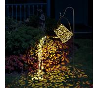 GuKKK Annaffiatoio Solare Luci, Luce d'arte da Giardino con Doccia a Stella, Annaffiatoio Impermeabile Solare luci Fiabesche, Led Fata Arte Lampada Decorativa da Sppendere al Cortile con Staffa (B)