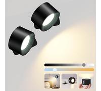 GuKKK Applique da Parete Interno, 2PCS Lampada da Parete a LED, Applique da parete Controllo Touch, Applique a Batteria con Funzionamento a Batteria, Ruotabile a 360° 3 Livelli di Luminosità Applique