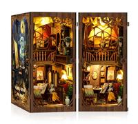 GuKKK Book Nook Kit, Own Bookstore Booknook Puzzle in Legno 3D, Costruzione di Modellini con Mobili e Luce LED in Legno Book Scaffale Inserto Decorazione, Regalo di Vacanza(Il Mondo Delle Cornici)