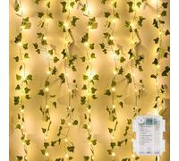 GuKKK Ghirlanda di edera artificiale Luci a corda, 10m 100 LED Stringa Luminosa con Foglie, Edera Ghirlanda Luminosa, Foglia Edera Vite con Luce, per Interni, Matrimonio, Decorazione per Feste
